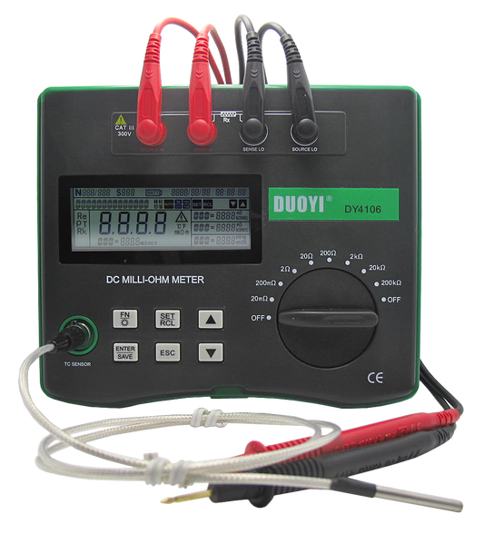 DUOYI DY4106 Digital Milli-ohm Meter HD LCD Backlit 4 Wire Test Low Resistance Multimeter 10u-200kΩ New Energy Vehicle